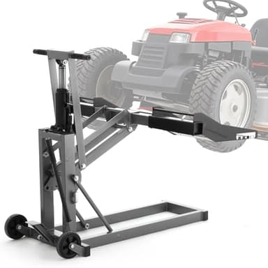 EROMMY 750LB Hydraulic Mower Lift for 36.0-50.5" Axle, 24" Lawn Tractor Jack with 3-Height Adjustment, Zero Turn Mower Lift for Maintenance & Repair, Grey