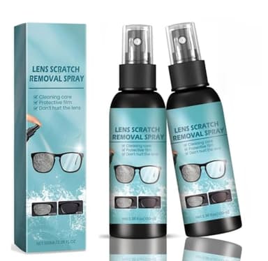 2PCS Lens Scratch Remover Spray,Scratch Repair Tool for Eyeglass and Sunglasses,with Cleaning Lenses and Removing Screen Scratch,Glasses Polishing Cleaning Fluids Kit