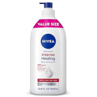 NIVEA Intense Healing Body Lotion for Very Dry, Itchy Skin with Glycerin, Provitamin B5 and Niacinamide, 72-Hour Body Moisturizer, 33.8 Fl Oz Value Size Pump Bottle