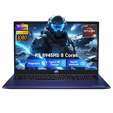 NIMO 17.3 Gaming-Laptop Ryzen 9 8945HS (Beat i9-13900H, Up to 5.2GHz) 16GB RAM, 1TB SSD, Radeon 780M, PD 100W Type-C AI-Enhanced for Copilot VR Ready, 75W Battery, Backlit Keyboard, Fingerprint
