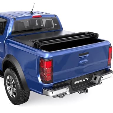 KUIPERAUTO 5FT Tri 3-Fold Soft Folding Truck Bed Tonneau Cover Compatible with 2019 2020 2021 2022 2023 2024 2025 2026 Ford Ranger 5FT On Top-61 inch