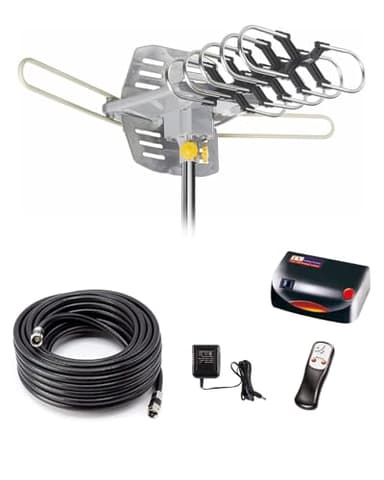 YeCeny Digital Outdoor Amplified HD TV Antenna,150 Miles Motorized 360 Degree Rotation,Wireless Remote Control,40FT RG6 Coax Cable,UHF VHF 1080P 4K,Support 2 TVS