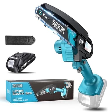 Seesii Mini Chainsaw, 6-inch Mini Chainsaw Cordless, Handheld Electric Power Chain Saw with Battery, for Tree Trimming Wood Cutting,Gifts for Father, Dad, Husband, Men