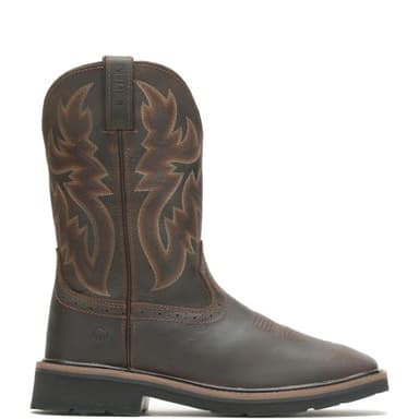 WOLVERINE mens Rancher 10" Square Soft Toe Work Boot, Dark Brown/Rust, 8.5 US