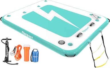 FBSPORT Inflatable Floating Dock, Inflatable Air Dock Platform Floating Island Raft with Non-Slip Surface, Inflatable Water Floating Dock Mat for Lake Pool Beach Ocean, 5x6x0.5 ft, Green