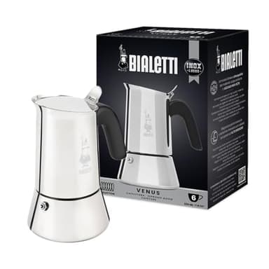 Bialetti - New Venus Induction, Stovetop Coffee Maker, Suitable for all Types of Hobs, Stainless Steel, 6 Cups (7.9 Oz), Silver