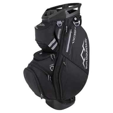 Sun Mountain Men's C130 Lightweight Cart Golf Bag 14-Way Top - 11 Pockets, Smart Dual Strap System, Push-Electric-Riding Cart Compatible Compression Base, 2025 Model - Black