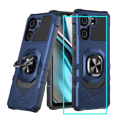 for BLU View 5 Phone Case/BLU F5 5G Case with Screen Protector,Blue View 5 Phone Case with Magnetic Ring Kickstand,Dual Layer Heavy Duty Military Grade Shockproof Cover for Blu View 5 B160v Blue