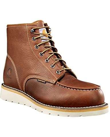 Carhartt 6” Moc Toe Waterproof Work Boots for Men - Oil-Tanned Leather Boots with FastDry Lining, Dual-Density Rubber Wedge Traction Outsole, EH Rated, Red Brown - 9.5M