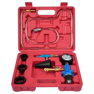 DAYUAN Cooling System Vacuum Purge Radiator Coolant Refill Tool Kit, Automotive Water Tank Pneumatic Vacuum Antifreeze Change Filler Set, with 4 Sizes Adapter Hose for Car Van SUV Truck