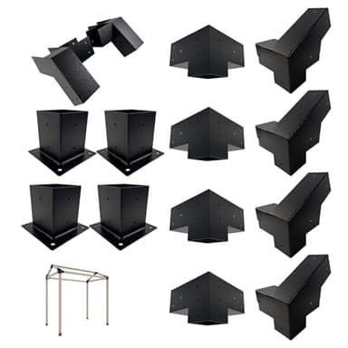 30° Slanted Pergola Bracket Whole-Set Kit for 4x4 Wood, DIY Shed Kit, for Gazebo, Pergolas, Wood Stand Sheds, Heavy Duty Metal Gazebo Kits, Outdoor Pergola Hardware Kits with Screws