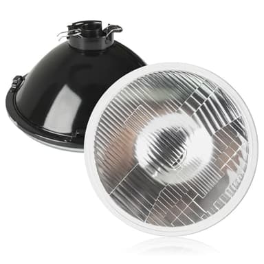 7 Inch Round Led Glass Headlight Lens Housing, Housing LED Halogen Chrome Glass Lens Headlights Conversion Kit for H4 HB2 9003 Bulbs H6024 Sealed Beam Round Headlight 1Pcs