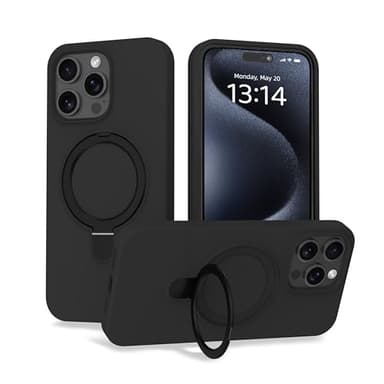 IAIYOXI Case for iPhone 16 Pro Case with Magnetic Invisible Stand - MagSafe Compatible, Military Drop Tested, Shockproof Silicone Cover for Women and Men (6.3", 2024) - iPhone 16 Pro, Black