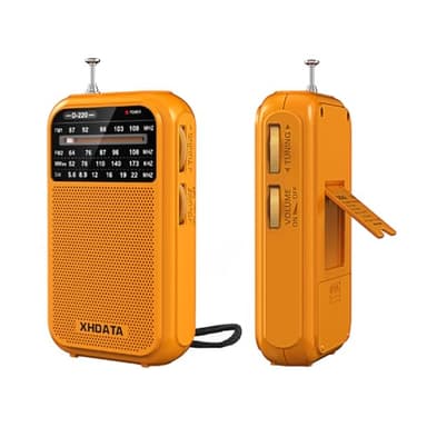 XHDATA D220 Portable Radio AM FM SW Shortwave Receiver Pocket Radios, 2AA Battery Operated Transistor Radio with Excellent Reception for Gift, Family, Elder (Orange)
