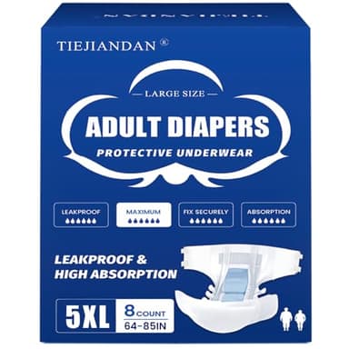 Bariatric Adult Diapers 5XL Women&Men of Deodorization,Medical Waist 64-85IN 8 PCS/Box,Absorb Effectively Disposable Underwear with Tabs,Fixed Firmly Incontinence Underwear Advanced Technology DU001