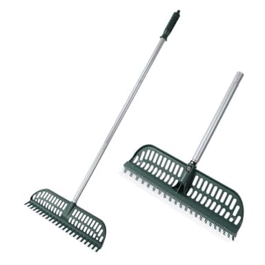 KMSUPERB Artificial Turf Rake, 47" to 63" Adjustable Long Handle with 18" Wide Head – Turf Rake for Artificial Grass, Carpet, Lawn Sweeper, Pet Hair & Debris Remover