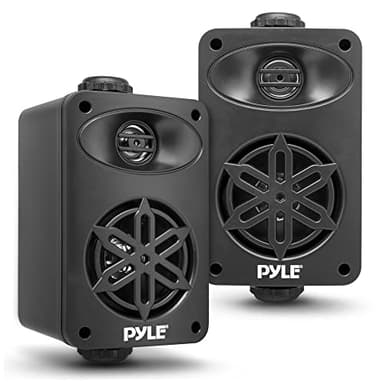PYLE Outdoor Speakers- Waterproof Marine Grade Speakers, Universal Mounting, Heavy Duty ABS Construction- Boat, Patio, Pool, Indoor Outdoor Use- Black
