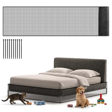 Pangda 240 x 16 Inch Cutable Under Bed Blocker for Pets and Toys Extra Tall Under Couch Blocker with Zip Ties Sofa Furniture Bumper Barriers for King and Queen Size Bed Stop Dogs Cats (Black)