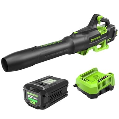 Greenworks 80V (700 CFM / 170 MPH) Brushless Cordless Leaf Blower, Commercial-Grade Power, 45-Min Rapid Charger for Wet Leaves, Heavy Debris, Gravel and Driveway Snow, Includes 2.5Ah Battery & Charger