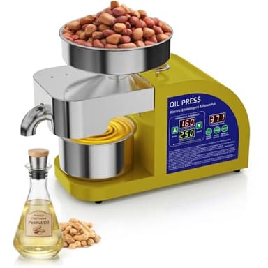 Oil Press Machine 1800W, Electric Hot & Cold Oil Press for Home & Commercial Use, JOYKUVA Automatic Oil Extractor for Peanut, Sesame, Walnut, Soybean, Sunflower, Coconut & Olive Kernel, Golden