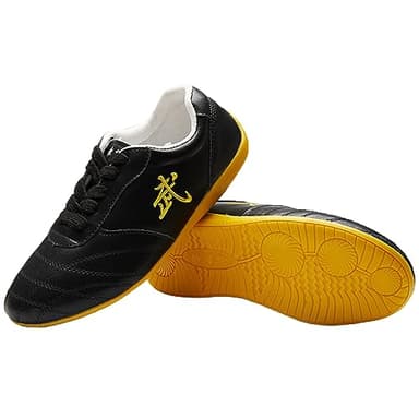 JiuQing Tai Chi Shoes Men Women Martial Arts Shoes Soft Bottom Barefoot Kung Fu Training Shoes for Wing Chun Qi Gong,Black,10