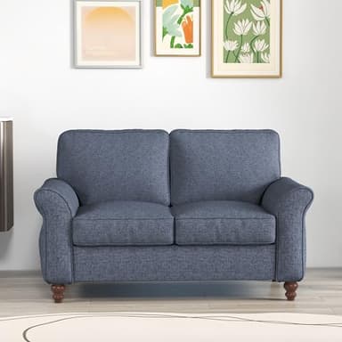 Bonzy Home 57" Loveseat Sofa, 2 Seater Comfy Love Seat Sofa for Living Room, Apartment, Office, Blue