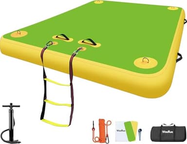 Wauffua Inflatable Floating Dock for Lakes, Non-Slip Air Dock Platform with Portable Carrying Bag and Ladder, Thick Lake Floats for Adults, Floating Platform Island for Pool Beach Ocean