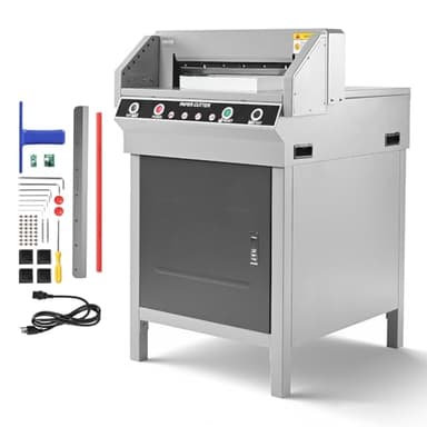 VEVOR Electric Paper Cutter, Heavy Duty Metal Paper Cutter Machine, 17.72 inch Cutting Width, 1.57 inch Cutting Thickness, Electric Guillotine Trimmer with Infrared Function and Spare Blade