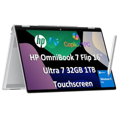 2026 HP OmniBook 7 Flip 2-in-1 Laptop (16" FHD+ Touchscreen, Intel Core Ultra 7 258V, 32GB DDR5 RAM, 1TB SSD, Arc GPU (16GB), Pen) Next Gen Envy 16 x360, AI Copilot+ PC, IR Webcam, Wi-Fi 7, Win 11 Pro