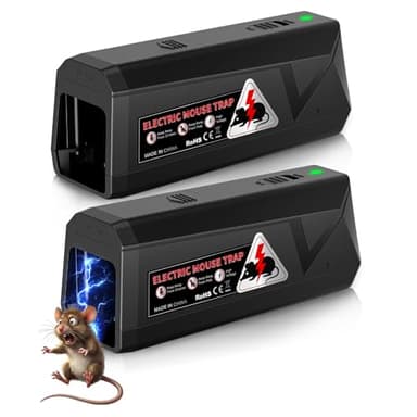 Electric Mouse Traps Indoor for Home, Reusable No-Touch Electronic Mouse Trap Zapper with Powerful Voltage Effectively Kills Mice in Living Rooms, Kitchens, Garages, and More