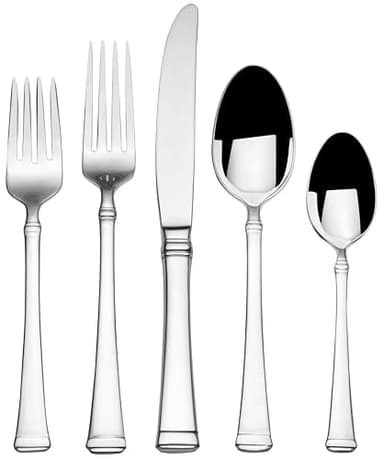Mikasa Harmony 65-Piece 18/10 Stainless Steel Flatware Set, Service for 12, Polished Silverware with Serving Utensils, Dishwasher Safe