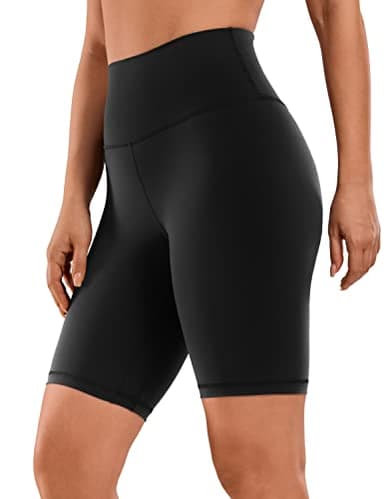 CRZ YOGA Women's Naked Feeling Biker Shorts - 8 Inches High Waisted Yoga Workout Gym Running Spandex Black Large