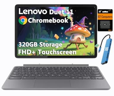 Lenovo Chromebook Duet Gen 9 11" FHD+ 2-in-1 Touchscreen Tablet Laptop (8-Core MediaTek Kompanio 838, 4GB, 320GB Storage (64GB+256GB SD), Detachable Keyboard) 8MP Webcam, IST HUB, Wi-Fi 6, Chrome OS