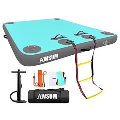 AWSUM 8ft x 6ft Inflatable Floating Dock Mat Air Dock Platform Float Island Raft with Non-Slip Surface for Pool Beach Lake Ocean