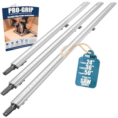 Peachtree Woodworking Supply ProGrip Aluminum Edge Clamp Set of 3-24 36 50, Ideal for Cutting Large Sheets of Plywood & Dado Slots, Circular Saw Straight Edge Guide Clamps and Edge Saw Guide