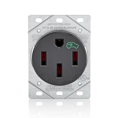Leviton 50 Amp EV Charging Receptacle/Outlet, Heavy Duty, 1450R, Black