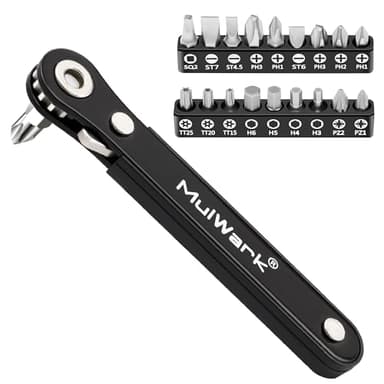 MULWARK 20pcs Small Screwdriver Set, 1/4" Right Angle Screwdriver Set, 90-Degree Offset Screwdriver for Tight Spaces, Auto Repair, Electronics, DIY Home Improvement EDC Tool Kit