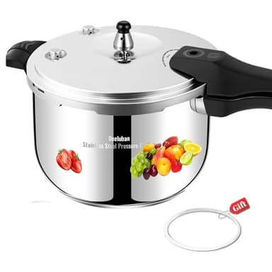 Stainless Steel Pressure Cooker 8 Quart, Stove Top & Induction Compatible, Heavy-Duty Multi-Safety System, Food-Grade for Home Commercial Use, Deeluban