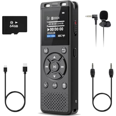 Tonfarb 64GB Digital Voice Recorder with Playback,Audio Recording Device for Lectures Meeting/Classes/Interviews,Tape Recorder with Voice Activated,Password,Noise Reduction,A-B Repeat,MP3 Player Etc