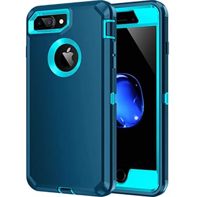 Mieziba for iPhone 8 Plus/7 Plus Case,[Built in Screen Protector] Heavy Duty Shockproof Dust/Drop Proof [3 Layers] Full Body Protection Rugged Cover Case for iPhone 8+/7+,Turquoise