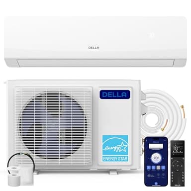 DELLA Serena 22 SEER2 18000 BTU Smart Wifi Mini Split Heat Pump Works with Alexa, Energy Star 1.5 Ton Pre-Charged 230V Ductless AC Unit Inverter System for Rooms up to 1000Sq.Ft, 16.4ft Install Kit