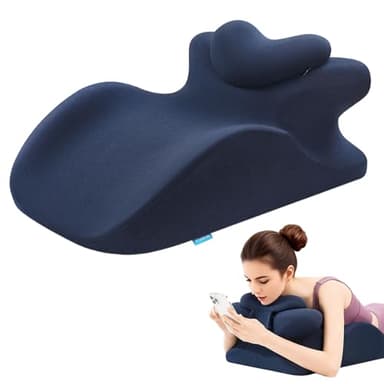 MOONYOOY Memory Foam Ergonomic Rest Pillow - Compact Prone Cushion for Sleeping & Reading, Targeted Support for Back Pain, Acid Reflux & Sitting Up, Ideal for Massage with Washable Cover