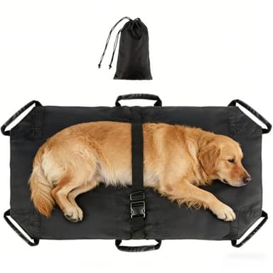 Dmnnlp Dog Stretcher for Large Dogs up to 250lbs, 43.3" x 27.2" Portable Foldable Pet Transport Stretcher with Safety Strap, Emergency Animal Carrier for Vet, Injured or Disabled Pets (Black)