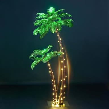Lightshare Gorgeous Artificial Lighted Palm Tree 4FT&6FT Office Decor, 184LED for Outside Patio Home Party Garden Nativity