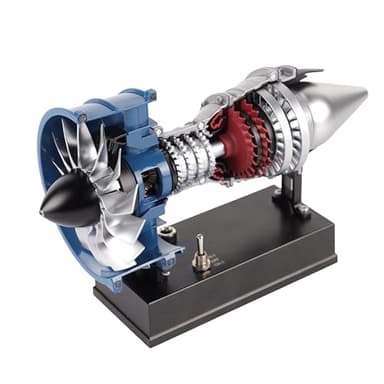 DM122 Mini Metal Turbofan Engine Model Kit That Works, 170+ Parts 1:20 Scale 4.41”H x 7”L x 3”W All-Metal Jet Engine Model with Transparent Cover, STEM Educational Assembly Kit, Desk Decoration Gift