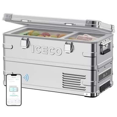 ICECO APL35 12 Volt Car Refrigerator, 37 Quart (35 Liter) Light Duty Aluminum 12V Portable Fridge Freezer, SECOP Nano Compressor, -4℉~68℉, 12/24V DC, 100-240V AC for Outdoor, Camping, RV, Truck, Boat