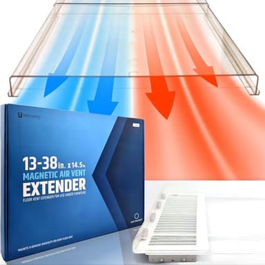 Powerful Magnetic Air Vent Extender for Floor Under Furniture - Sturdy & Durable - Super Strong Neodymium Magnets (Upgraded Design) - Adjustable from 13” to 38” (Longest Available) | Patent Pending