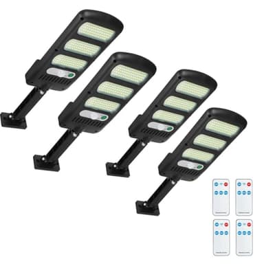 SyouHome Solar Street Lights Outdoor, 2000LM 213 LEDs Solar Parking Lot Lights Dusk to Dawn, IP65 Waterproof, Motion Sensor Light with Remote Control for Outside, Garden, Patio, Porch（4 Pack）
