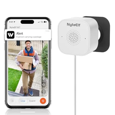 NyteElf 3MP Window Security Camera, Magnetic Mount Indoor Camera, 2K Full Color Night Vision, AI Human & Motion Detection, 24/7 Recording, Two-Way Audio, Easy Installation (White)