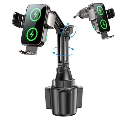 Dual Coil 15W Cup Phone Holder Mount,Wireless Car Charger Auto-Clamping Fast Charging Vent Phone Holders for Your Car for iPhone 17/16/15,Samsung Flip S25 S24 S23 S22 Ultra